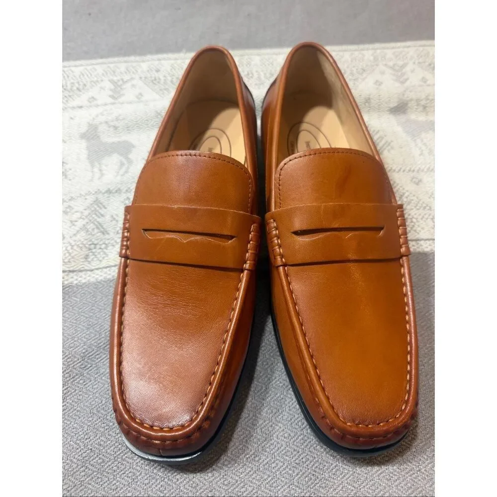 Journey West Mens Genuine Leather Dress Shoes Slip on Penny Loafers for Men 7.5